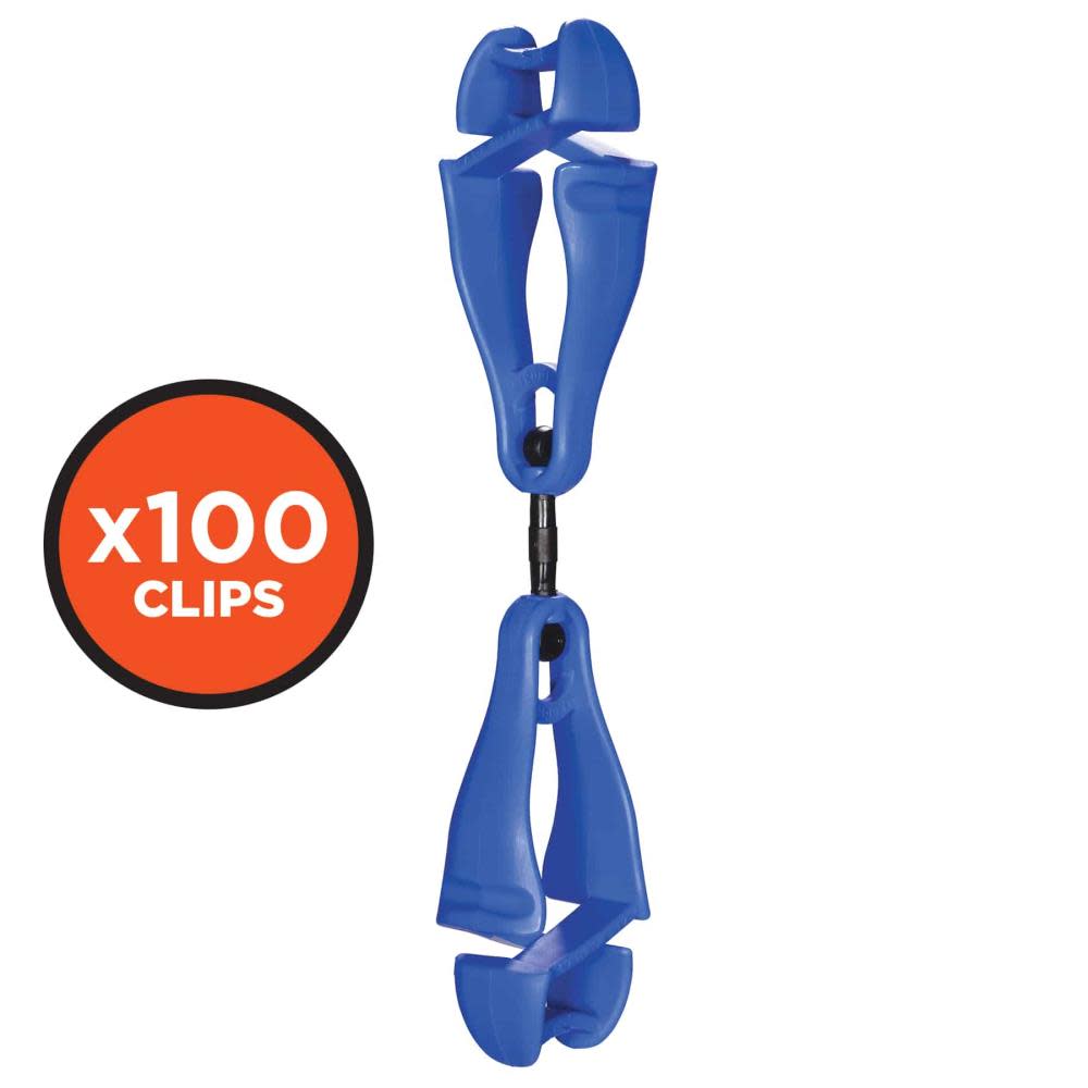 Ergodyne Squids 3420-BULK Swivel Glove Clip Holder Dual Clips Blue 100pk - Flockneti