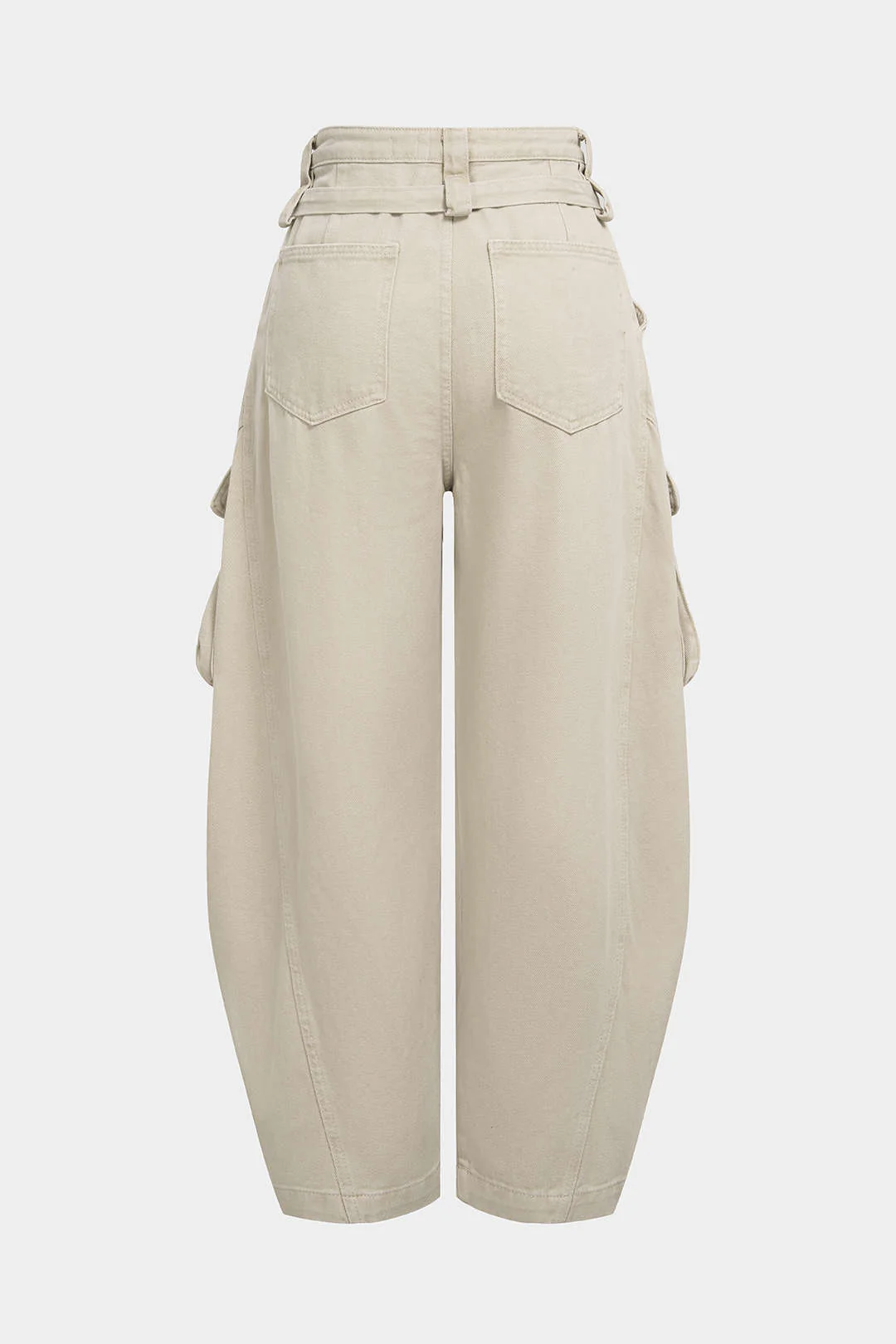 Denim Pocket Belted Wide Leg Jeans - Flockneti