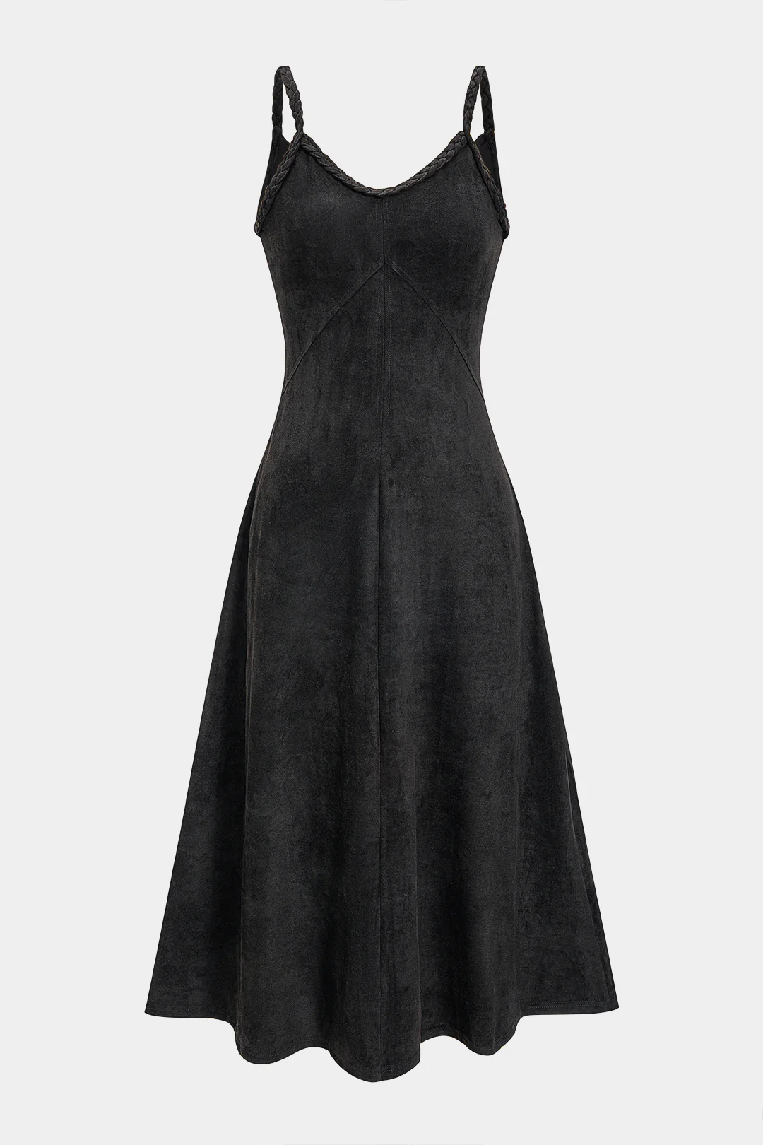 Suede Twist Knot Ruched Sleeveless Dress - Flockneti