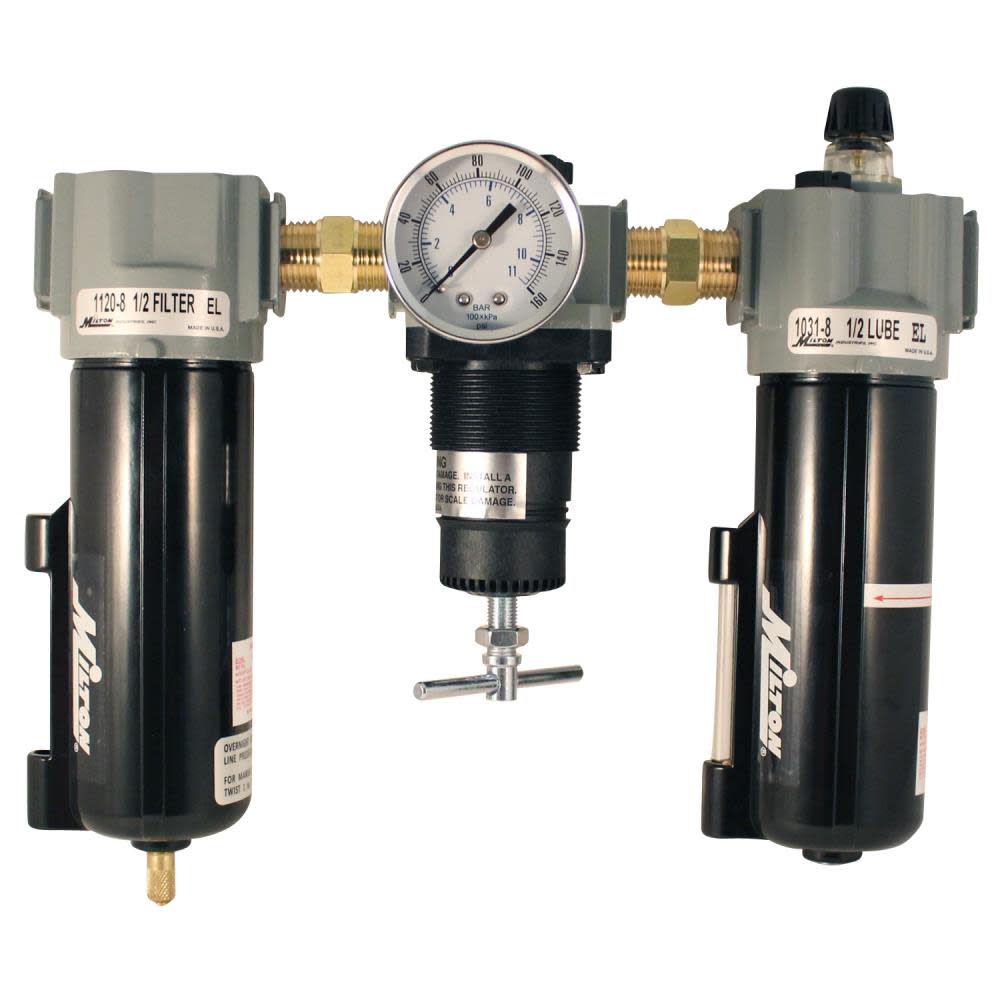 Milton Filter Regulator Lubricator FRL Trio 1/2 In. NPT - Flockneti