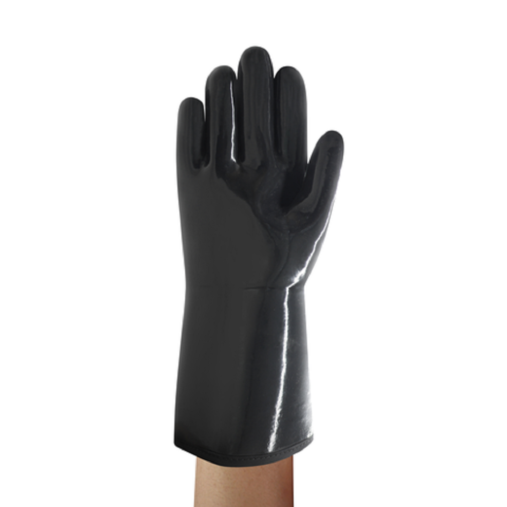 Ansell Protective Products AlphaTec X-Large Black Gauntlet Chemical Resistant Gloves - Flockneti