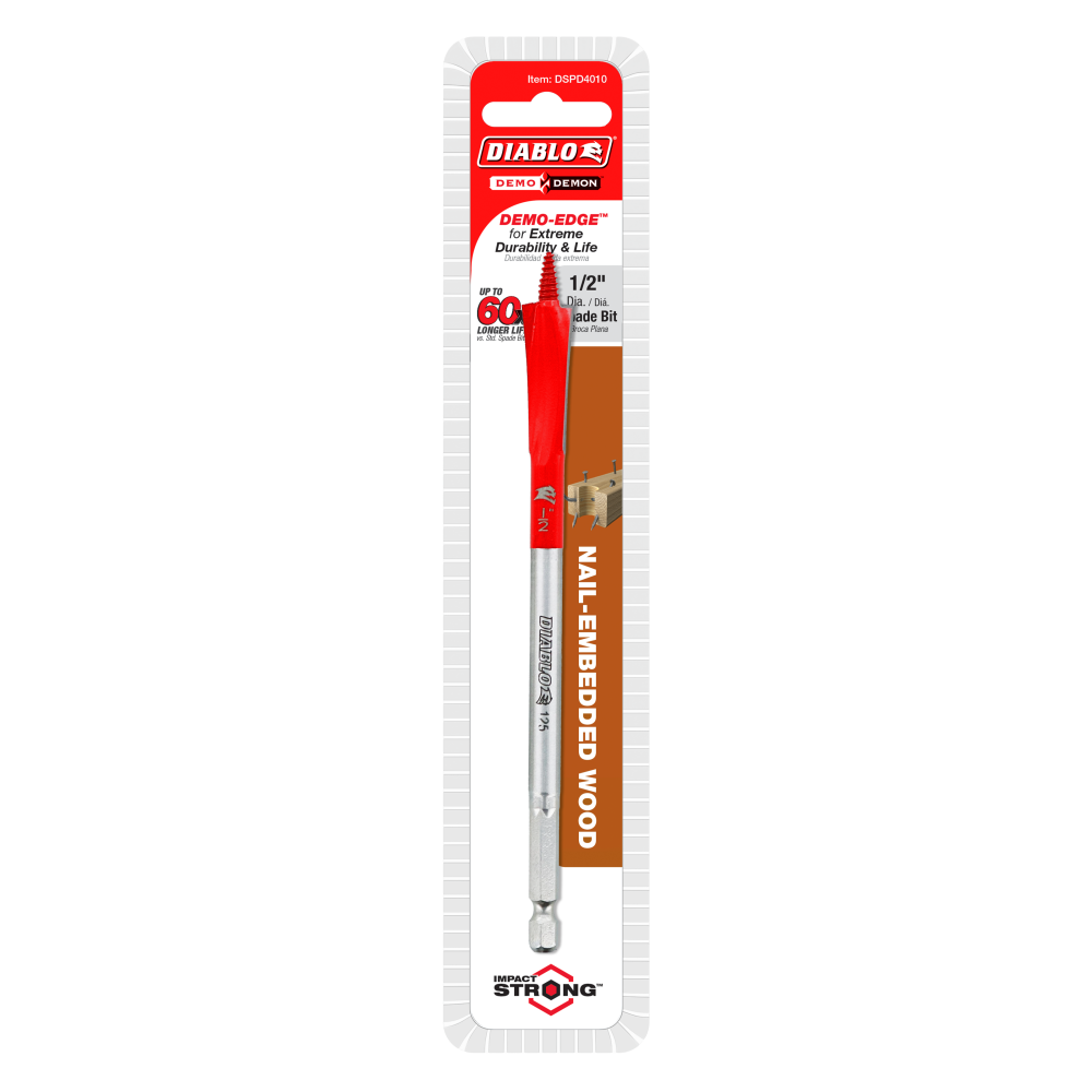 Diablo Tools 1/2″ x 6″ Demo Demon Spade Bit for Nail Embedded Wood - Flockneti