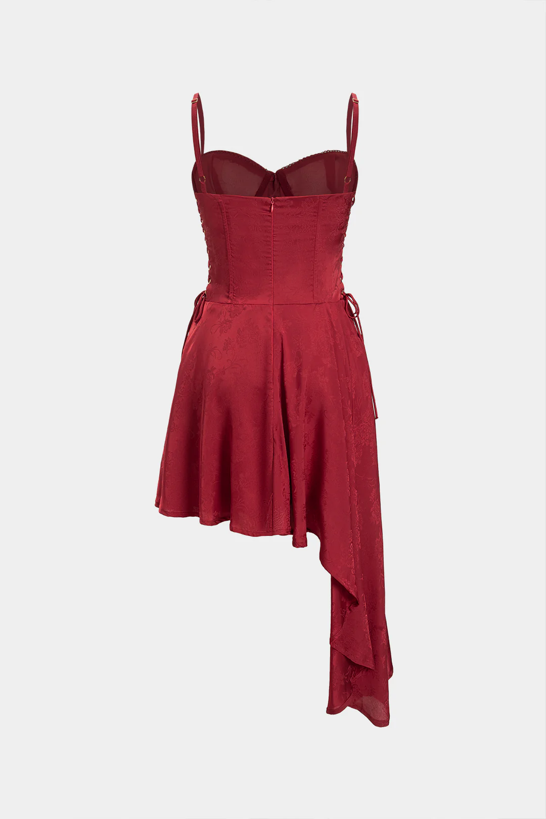Jacquard Bustier Slip Asymmetrical Sleeveless Midi Dress - Flockneti