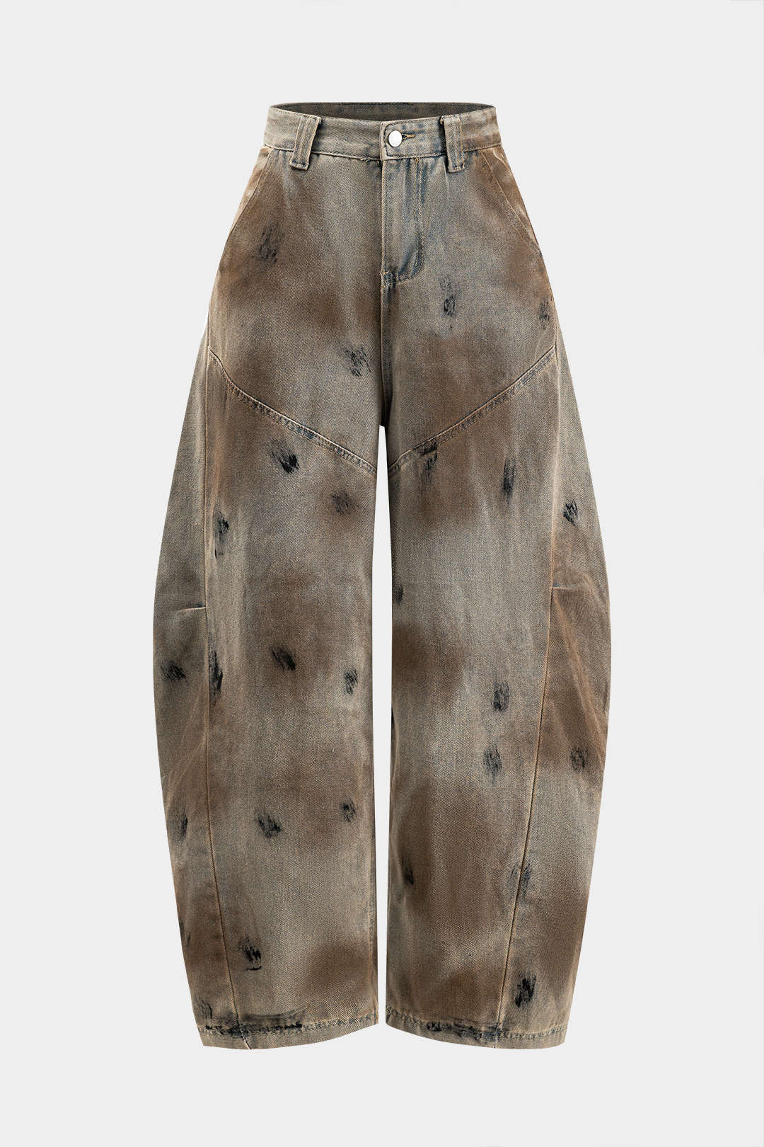 Dirty Denim Wide Leg Barrel Jeans - Flockneti