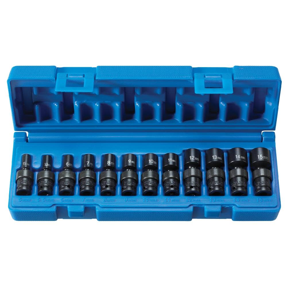 Grey Pneumatic 1/4″ Drive Standard Length Magnetic Universal Set - Flockneti
