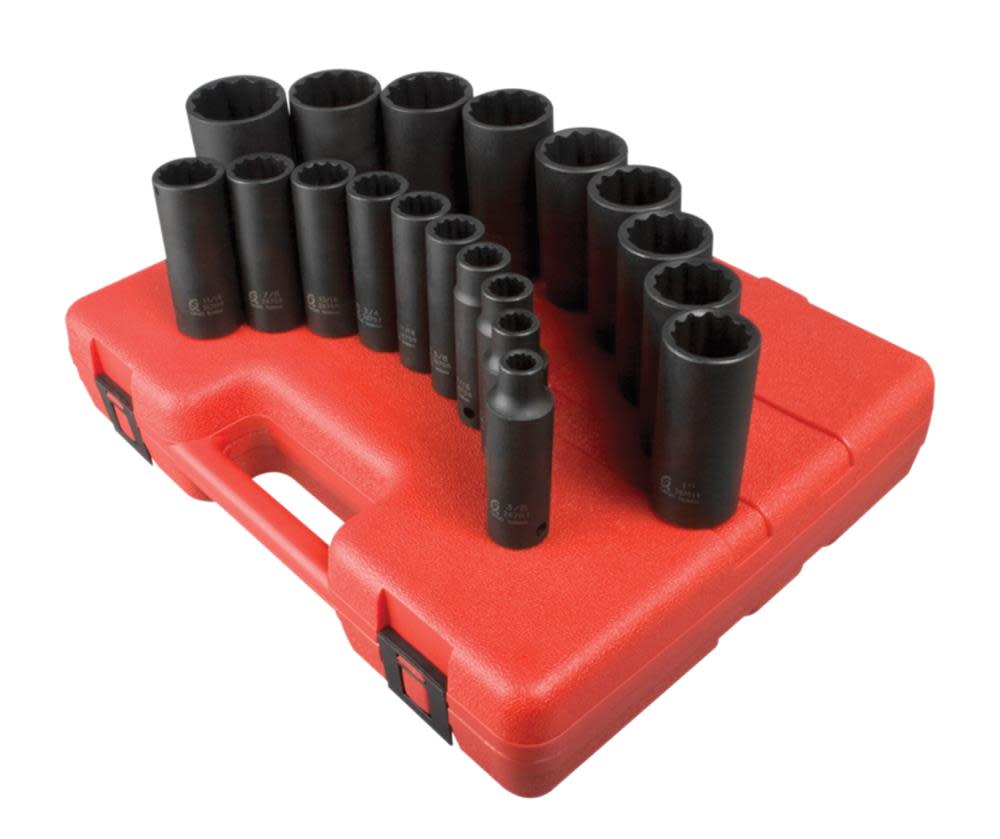 Sunex 1/2 In. Drive 12 Pt SAE Deep Impact Set 19 pc. - Flockneti