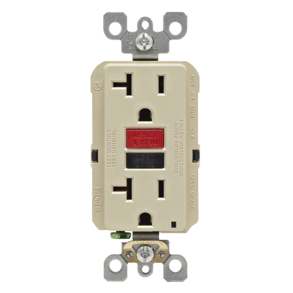 Leviton SmartlockPro GFCI Outlet 20A 125V Duplex Ivory NEMA 5-20R - Flockneti