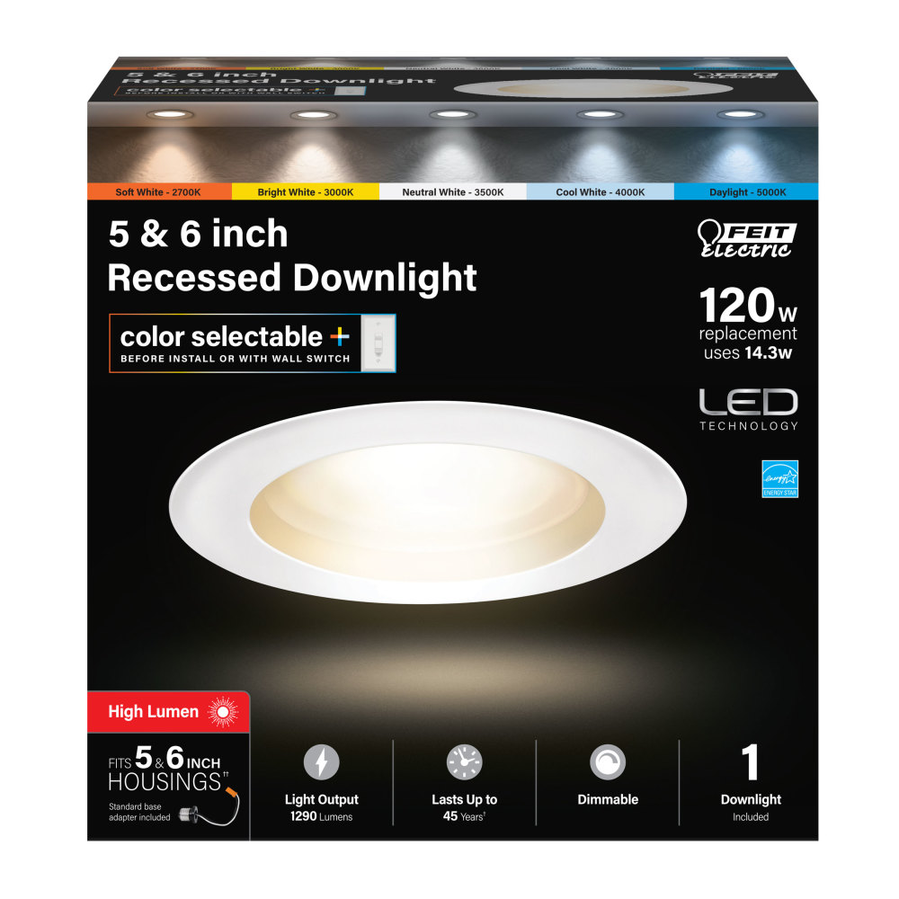 Feit Electric 5-6″ 14.3W 1290 Lumens LED Recessed Downlight - Flockneti