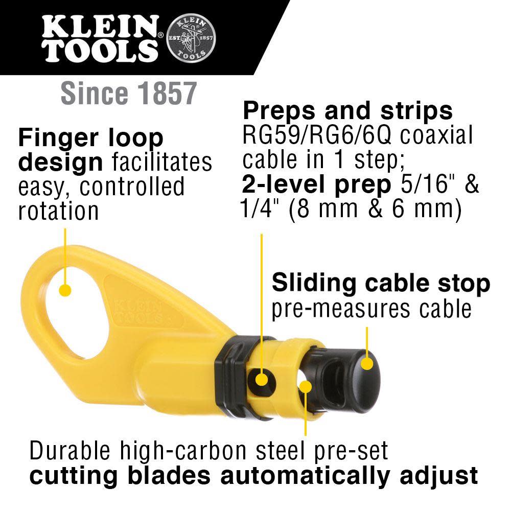 Klein Tools Coax Cable Stripper 2-Level Radial - Flockneti