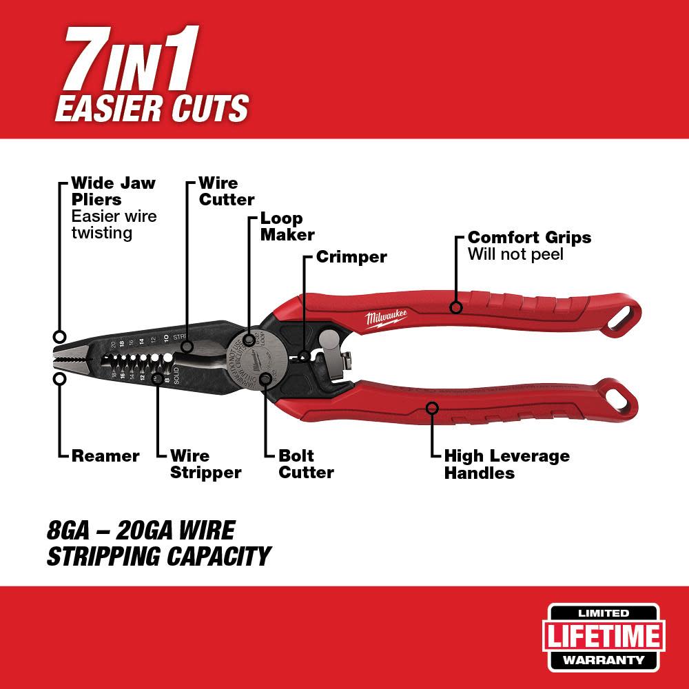 Milwaukee 7IN1 High-Leverage Combination Pliers - Flockneti