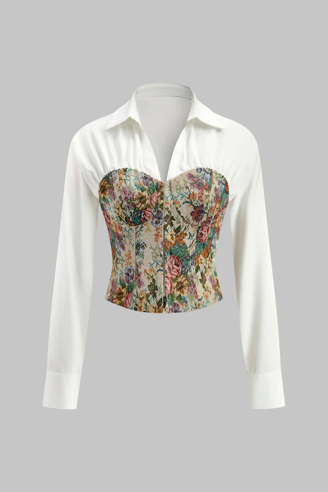 Jacquard Patchwork Long-Sleeve Shirt - Flockneti