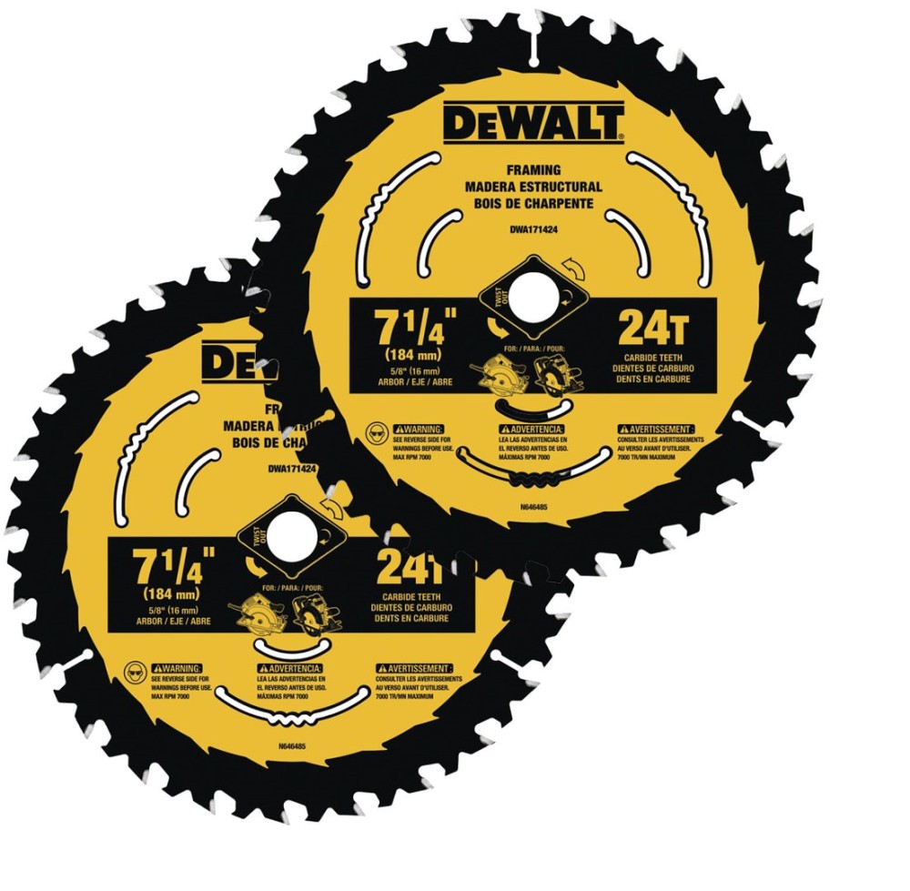 DEWALT 7-1/4-in 24T Saw Blades with ToughTrack tooth design 2 pk - Flockneti
