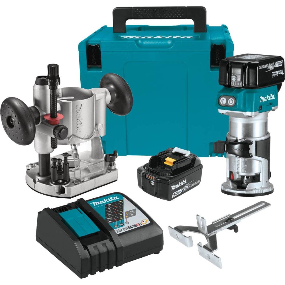 Makita 18V LXT Lithium-Ion Brushless Cordless Compact Router Kit (5.0Ah) - Flockneti