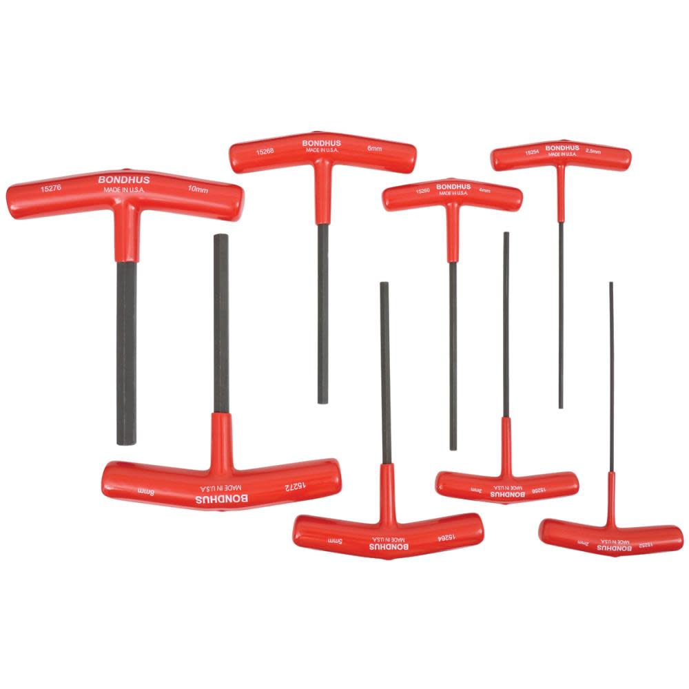 Bondhus Set 8 Hex T Handles 6 In. Length 2 to 10 mm - Flockneti