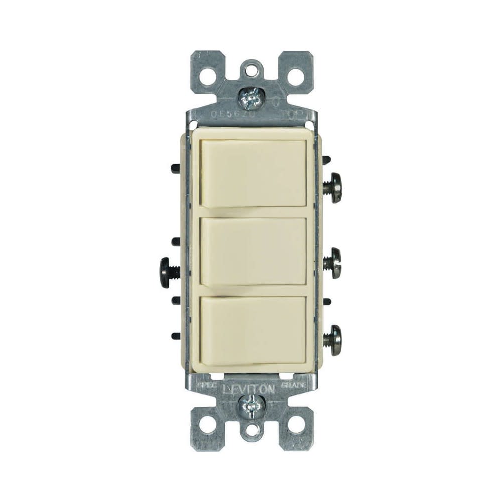 Leviton Decora Triple Combination Rocker Switch 120V Ivory 1 Pole - Flockneti