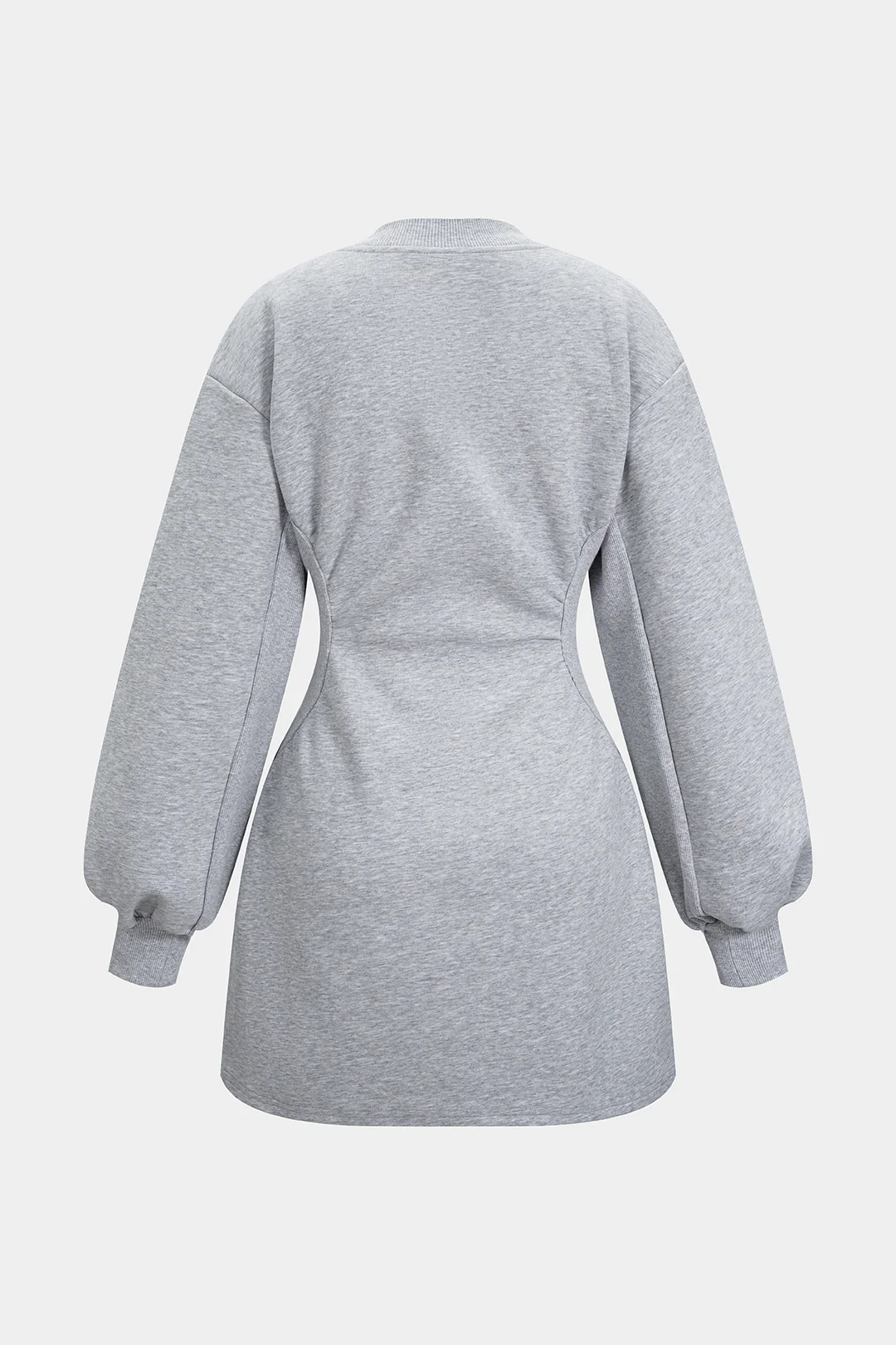 V-Neck Waist Long Sleeve Mini Dress - Flockneti