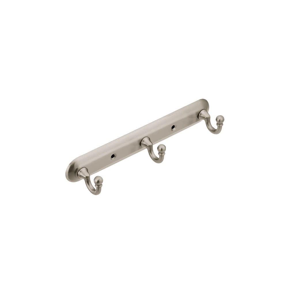 Moen Yorkshire 10″ Bar Triple Robe Hook Brushed Nickel Zinc - Flockneti