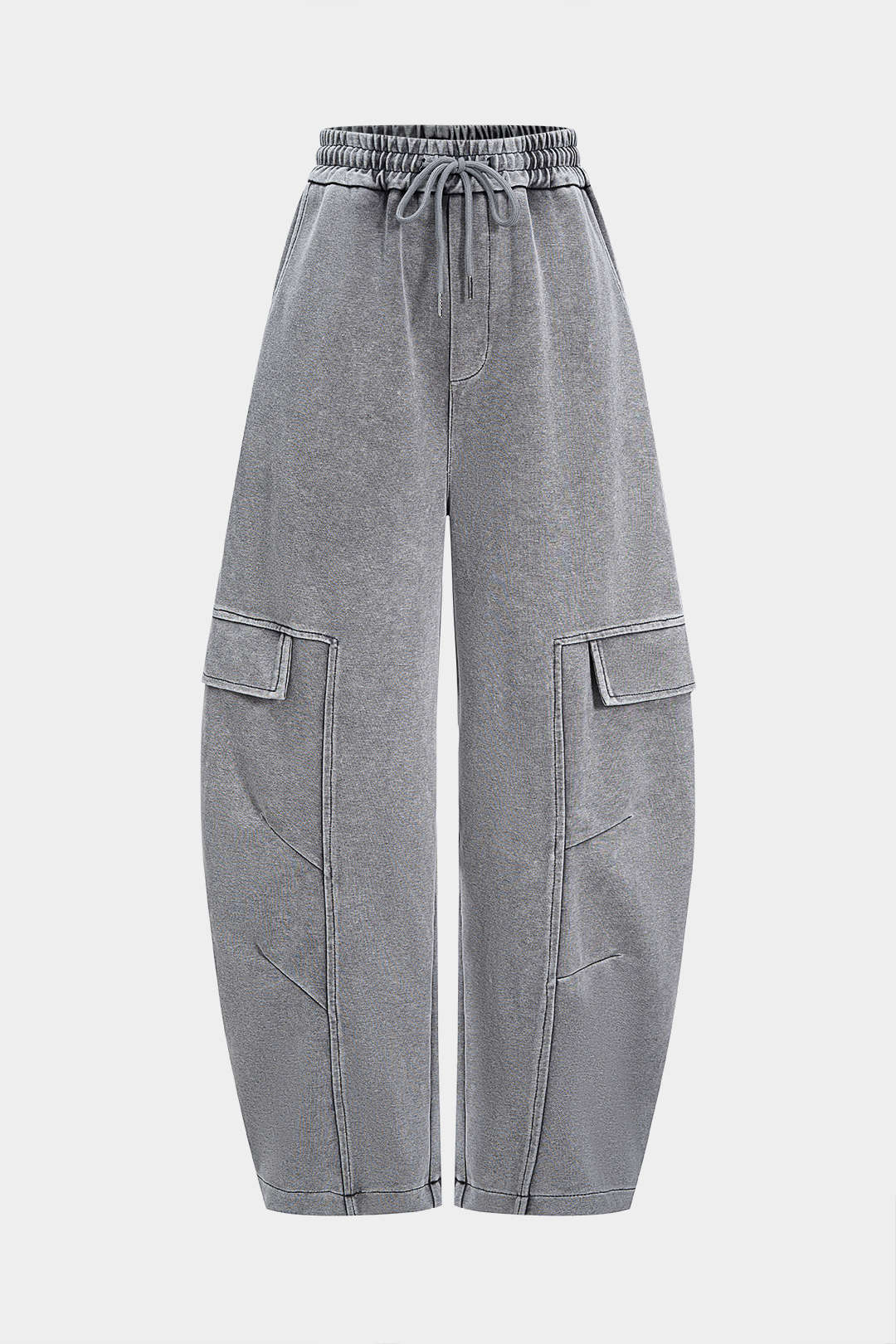 Drawstring High Waist Barrel Trousers - Flockneti