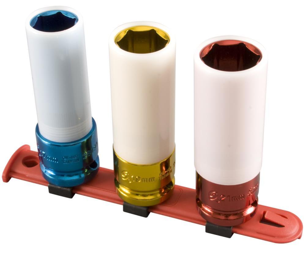 Sunex 3 pc. 1/2 In. Dr. Met Thin Wall Wheel Protector Socket - Flockneti
