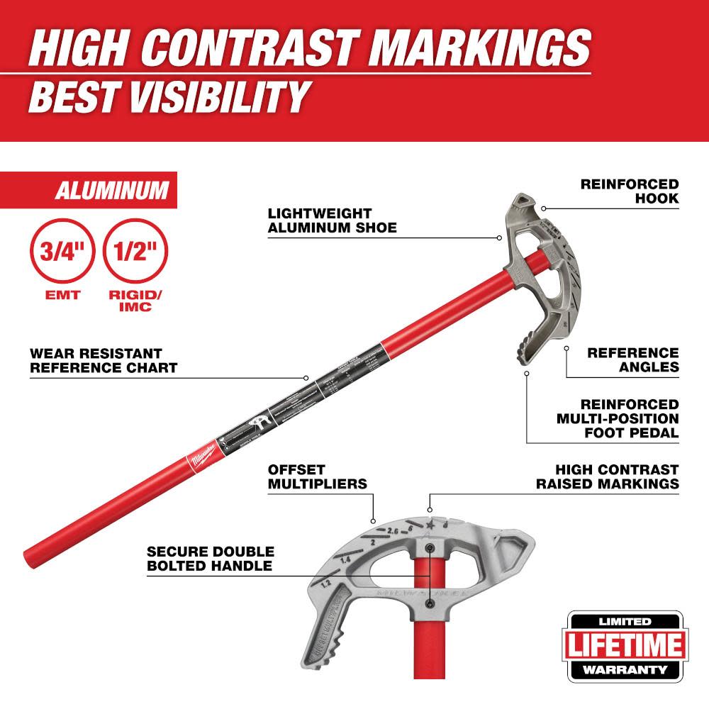 Milwaukee 3/4 in. Aluminum Conduit Bender - Flockneti
