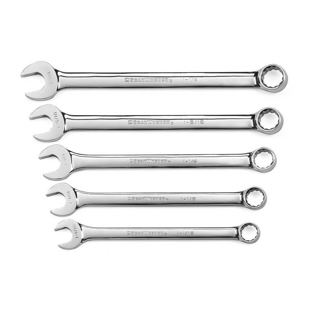 GEARWRENCH 5 Piece 12 Point Long Pattern Combination Wrench Set SAE - Flockneti
