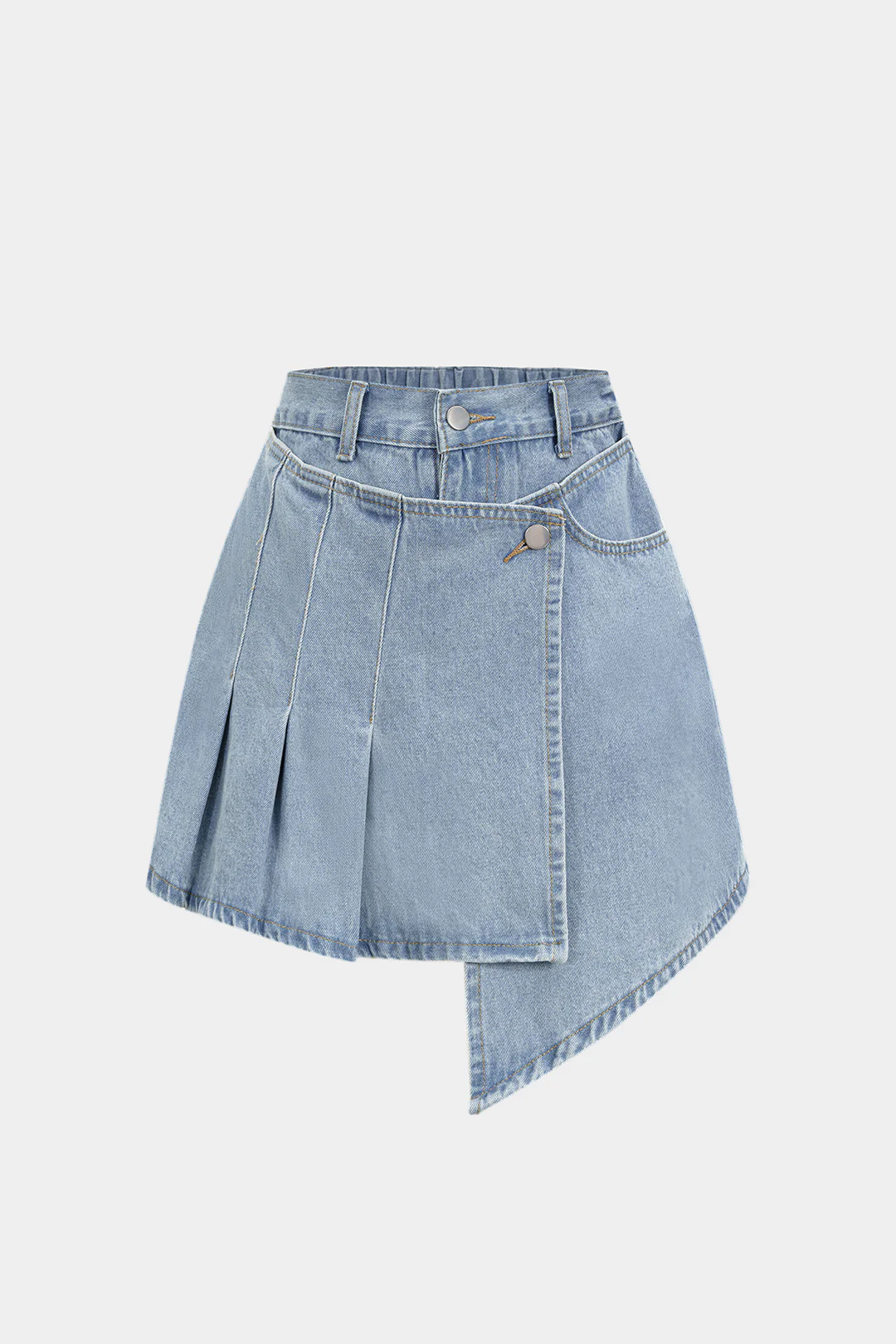 Denim Pleated High Waist Skirt - Flockneti