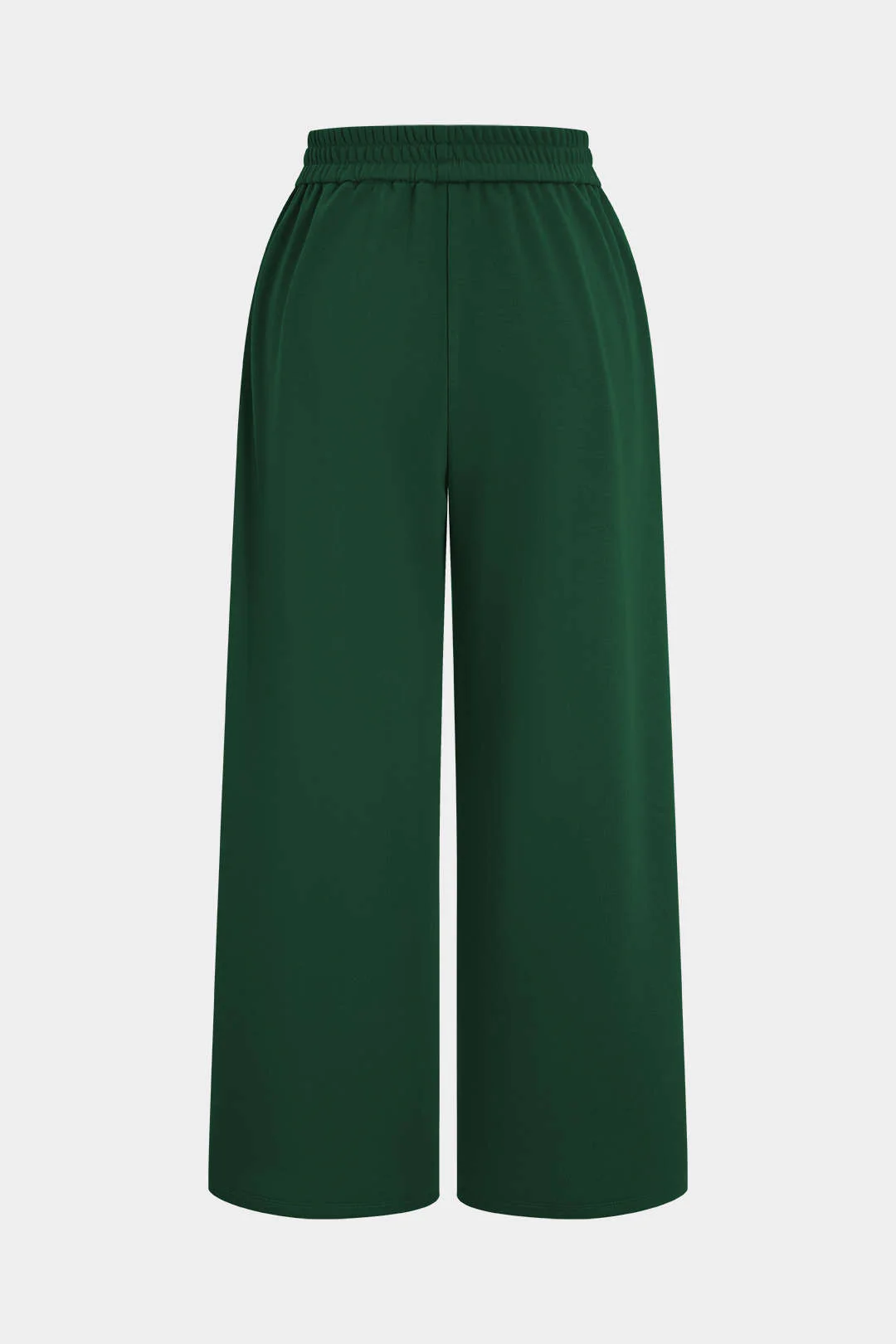 Plus Size Shirred Waistband Pleated Trousers - Flockneti