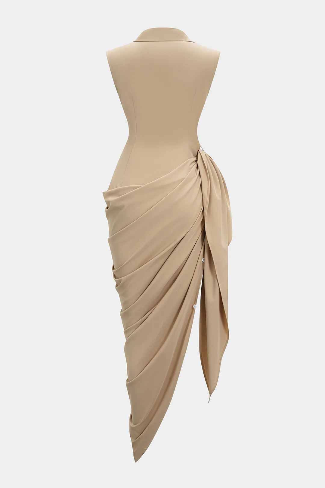 Asymmetrical Ruched Strappy Tank Sleeveless Maxi Dress - Flockneti