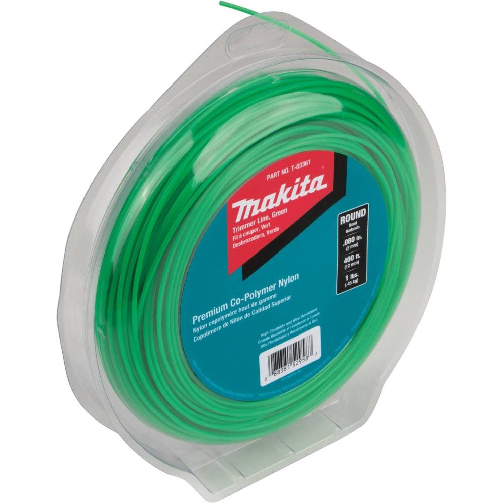 Makita Round Trimmer Line 0.080 Green 400 1 lbs. - Flockneti