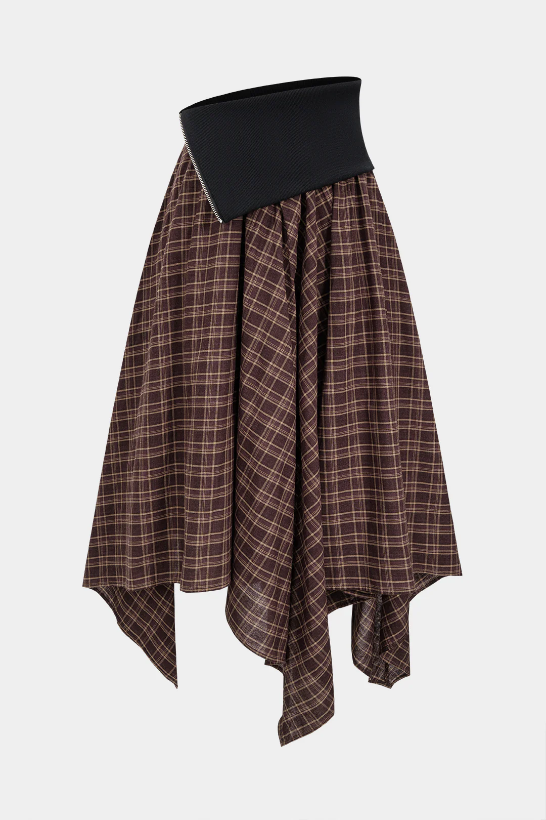 High Waist Patchwork Irregular Hem Skirt - Flockneti