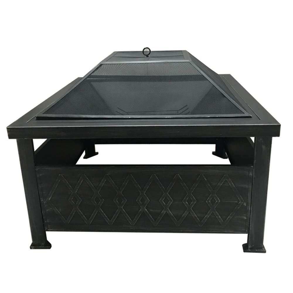 Living Accents Wood Fire Pit 34″ Black Steel Square - Flockneti