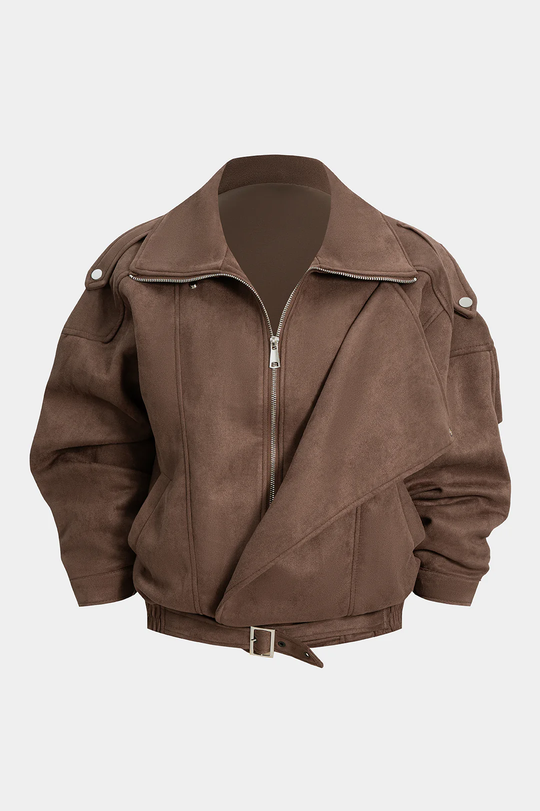 Suede Asymmetrical Zipper Jacket - Flockneti