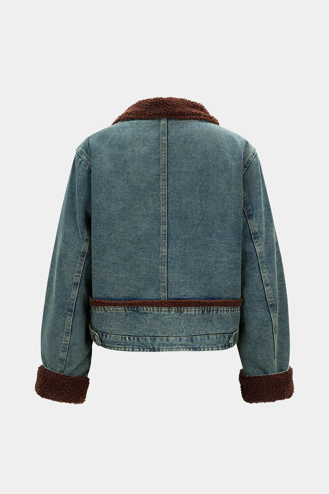 Denim Patchwork Button Fake Pockets Outerwear - Flockneti