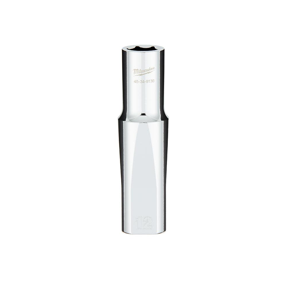 Milwaukee 1/2 in. Drive 12MM Metric 6-Point Deep Socket with FOUR FLAT Sides - Flockneti