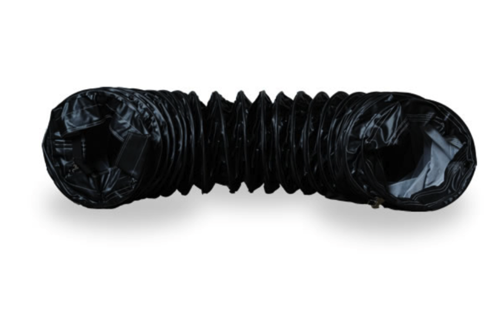 Frost Fighter 20″ x 25′ High Temperature Black Duct Hose With Belt Cuff Attachment - Flockneti