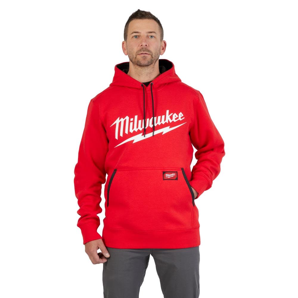 Milwaukee Midweight Pullover Hoodie Big Logo Red - Flockneti