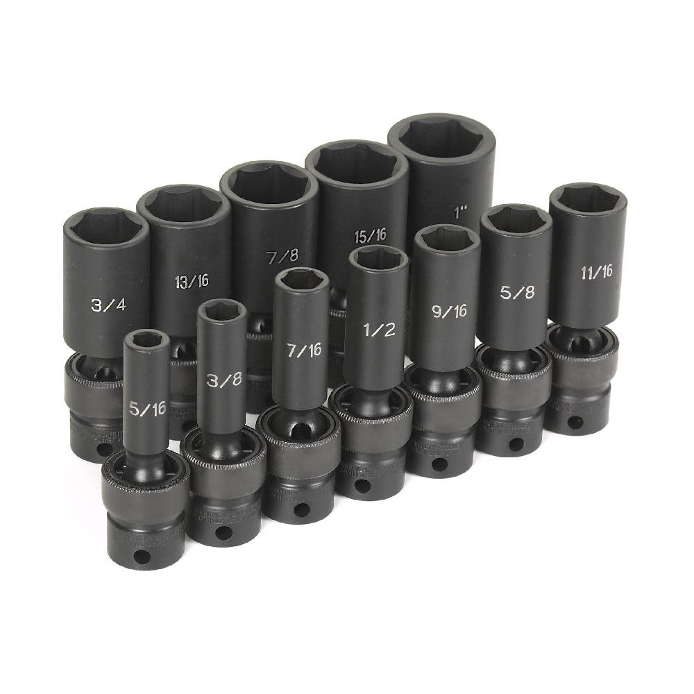 Grey Pneumatic 3/8″ Drive 12 Piece Semi-Deep SAE Universal Set - Flockneti