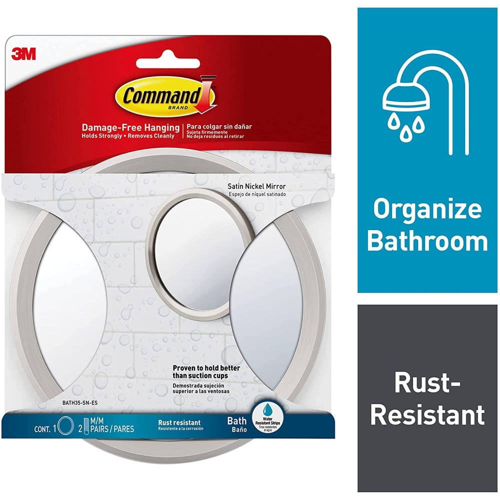 3M Command Bath Satin Nickel Metal Mirror - Flockneti