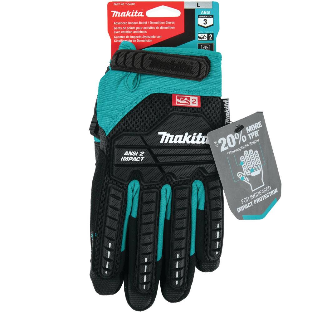 Makita Demolition Gloves Advanced ANSI 2 Impact Rated Large - Flockneti