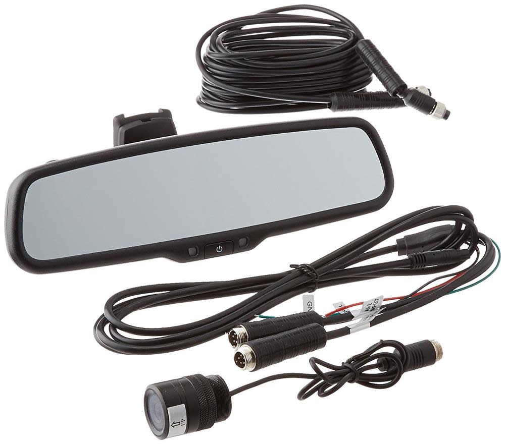 Rear View Safety Backup Camera System with Flush Mount Camera and Mirror Monitor - Flockneti