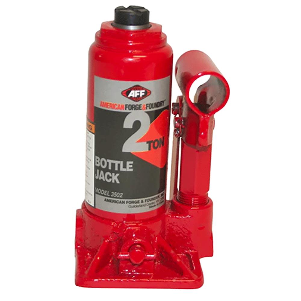 American Forge & Foundry Heavy Duty 2 Ton Bottle Jack, Manual, Machine Hardened Steel Saddles, Centered Pumps and Rams - Flockneti
