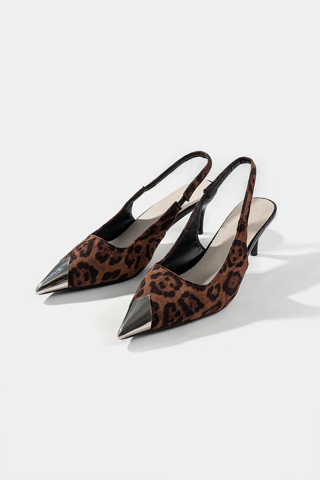Leopard Metallic Pointed Toe Heels - Flockneti