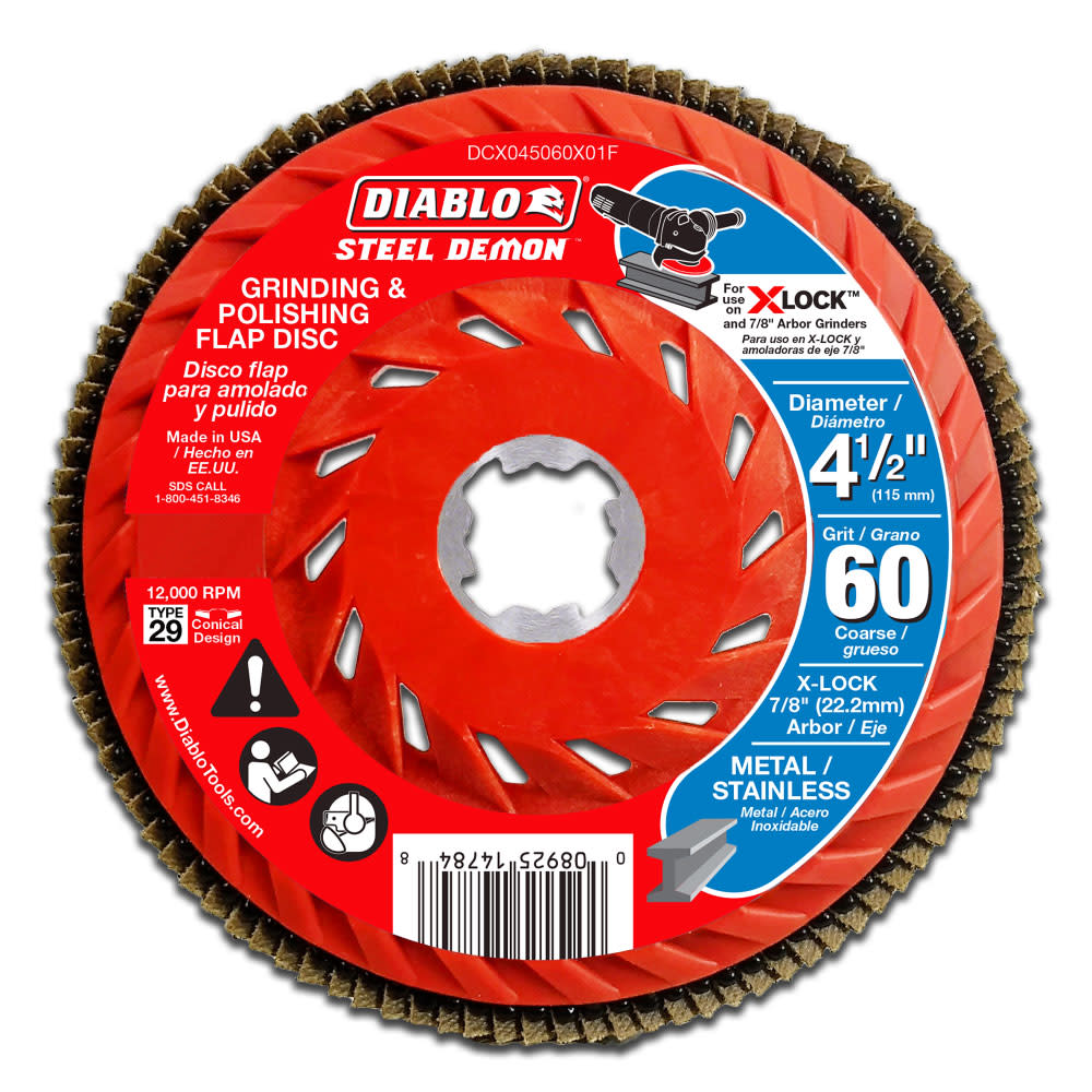 Diablo Tools 4-1/2 in. 60-Grit Flap Disc for X-Lock and All Grinders - Flockneti
