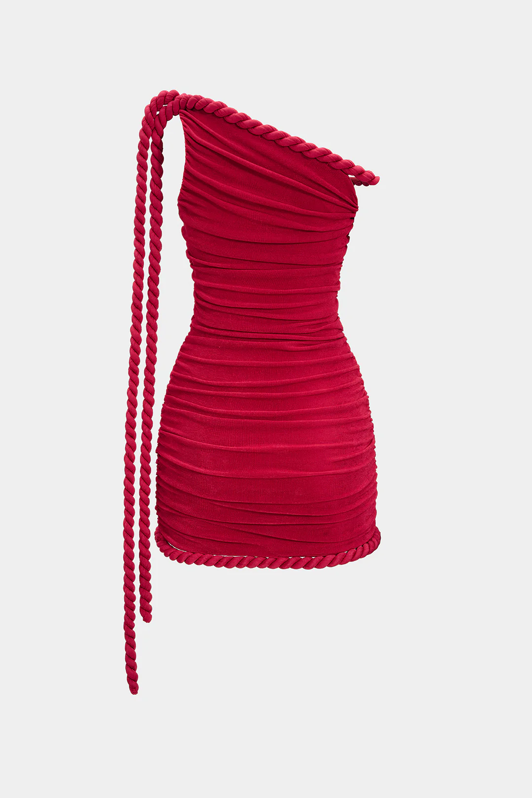 Ruched Asymmetrical Twist Knot Off Shoulder Sleeveless Mini Dress - Flockneti