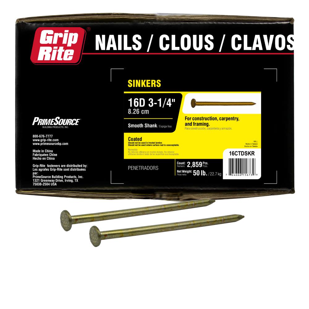 Grip Rite 50-Lb 9-Gauge 3.25-in Vinyl-Coated Smooth Sinker Nails - Flockneti