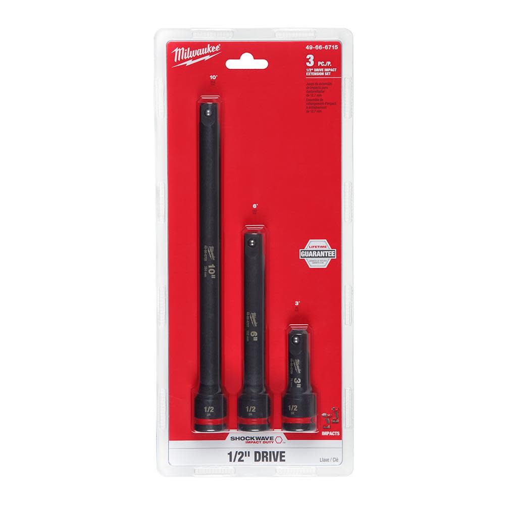 Milwaukee SHOCKWAVE Impact Duty 1/2″ Drive Extension Set 3pc - Flockneti