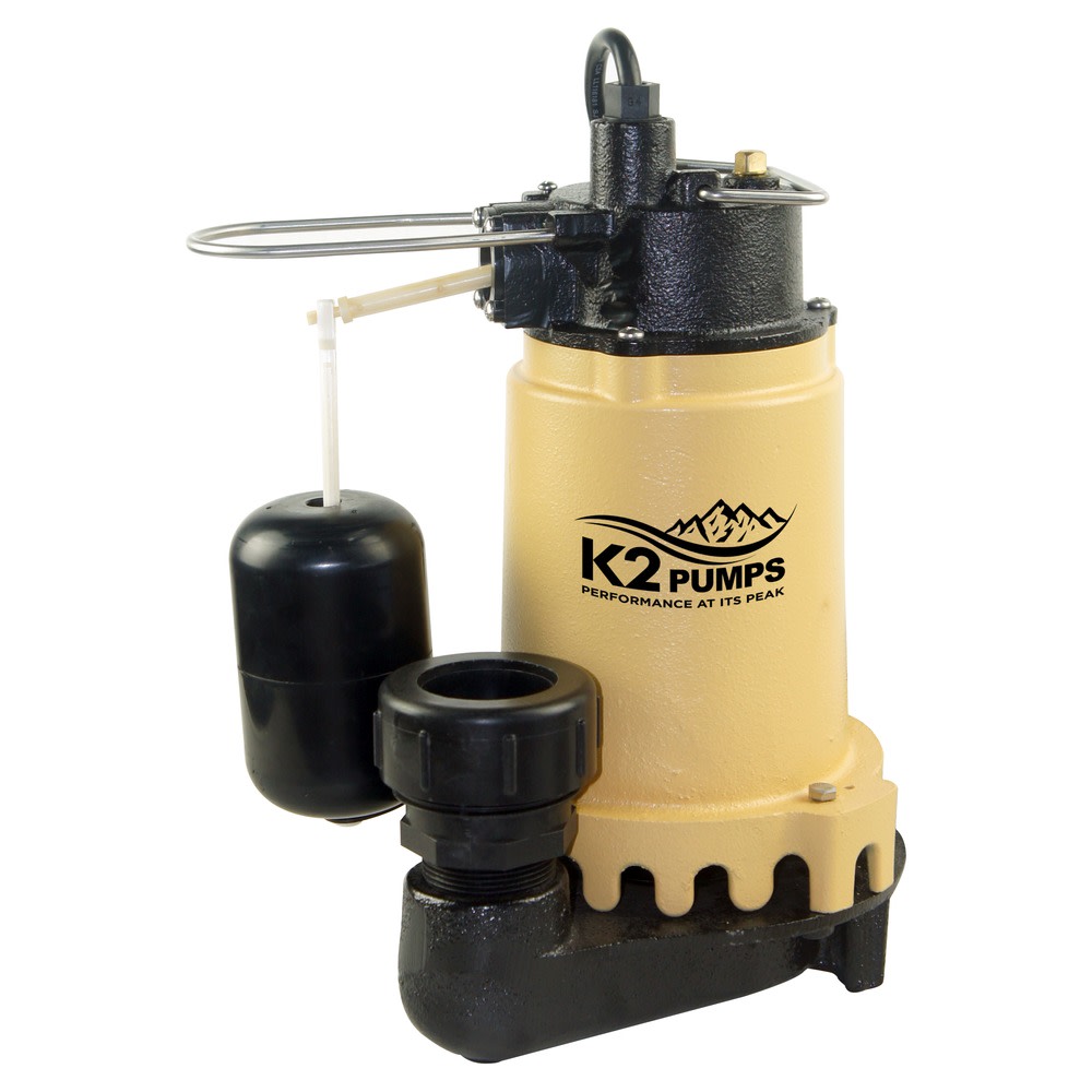 K2 Pumps Sump Pump 3/4 HP Cast Iron with Snap Action Vertical Switch - Flockneti
