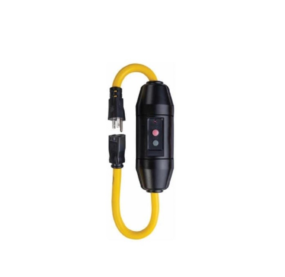 Tower Mfg 2 Ft. Heavy Duty 20 Amp Rated In-Line GFCI Single Outlet - Flockneti