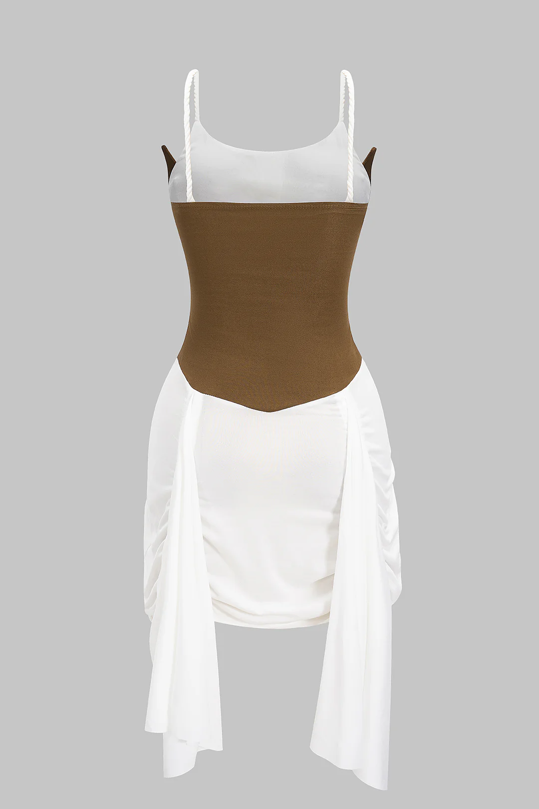 Patchwork Ruched Twist Knot Slip Mini Dress - Flockneti