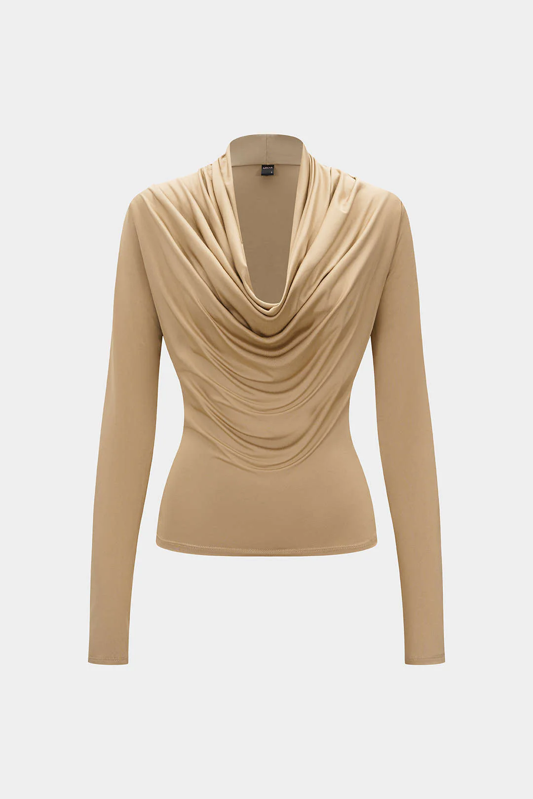 Ruched Draped Cowl Neck Long-Sleeve Top - Flockneti